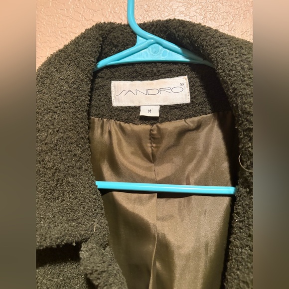 Sandro Women's Dark Green Teddy Jacket Size M - Picture 2 of 6